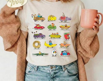 Richard Scarry Comfort Farben Shirt, Busytown Fahrzeuge T-Shirt, Vintage Kinderbuch, Vorschullehrer T-Shirt, Buch-Liebhaber-Shirt, Geschenk für Fans