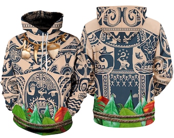 Moana Maui Princess Full Over Print 3D Hoodie, Moana Halloween Cosplay Sweatshirts, Maui Moana Princess Magic Kingdom Sweatshirts Hoodie