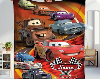Personalized Disneyland Cars Blanket, Lightning McQueen Tow Mater Fleece Blanket, Cars Disneyland Blanket, Custom Name Disneyworld Blanket