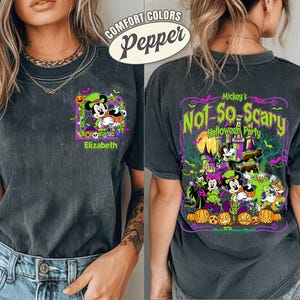 Custom Mickey&#39;s Not So Scary Halloween Party Comfort Colors Shirt, Mickey And Friends Halloween Pumpkin, Halloween Costume, Halloween Group