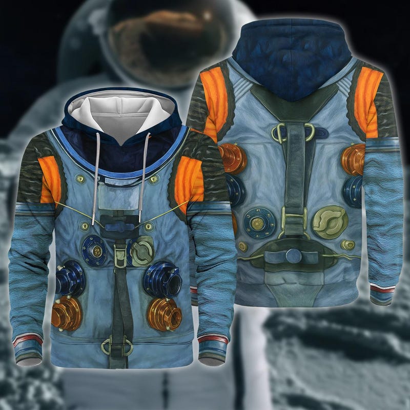 Astronaut Pattern Print Women Hoodie Dress