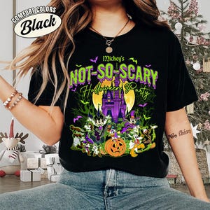 Vintage Mickey&#39;s Not So Scary Halloween Party Comfort Colors Shirt, Mickey And Friends Skeleton Pumpkin, Halloween Costume, Halloween Group
