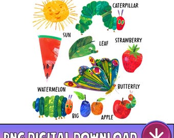 The Very Hungry Caterpillar PNG, Teacher Kindergarten, Hungry Caterpillar Teacher Png, Back To School, Children's Book Png, Digital Download