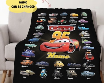 Personalized Name Cars Movies Blanket, Lightning Mc Queen Baby Blanket, Disneyland Cars Blanket, Cars Movie Characters Blanket, Gift For Fan