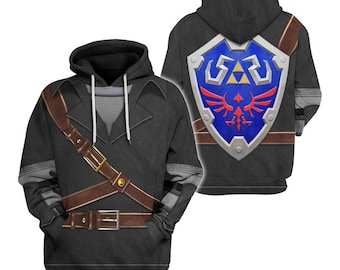 Sudadera con capucha y estampado 3D de Dark Link, disfraz de Halloween de The Legend of Zelda, camiseta de cosplay de Link de Breath of the Wild, fiesta de Halloween