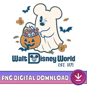 Vintage Disneyland Mickey Ghost PNG, Walt Disneyworld Est. 1971, Mickey Not So Scary Halloween Party, Halloween Family Png, Digital Download