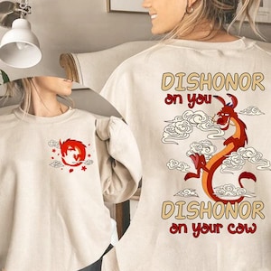 Two Sided Disneyland Mushu Dragon Shirt, Dishonor On You Dishonor On Your Cow Shirt, Walt Disneyworld Shirt, Disneyland Vacation 2025 Trip