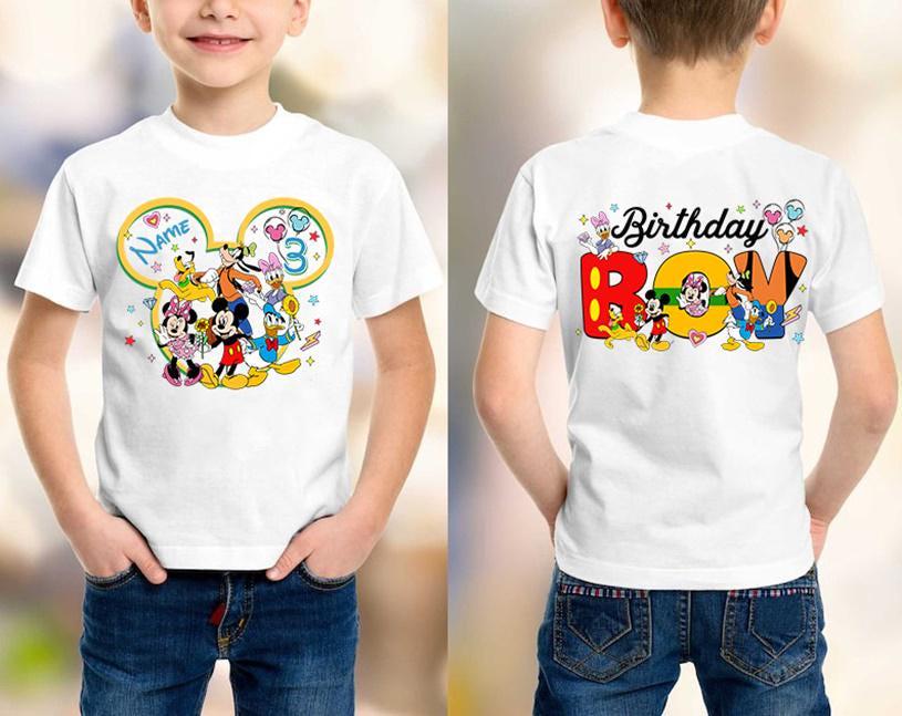 Two Sided Personalized Mickey And Friends Birthday Shirt, Disneyland Birthday Boy Shirt, Disneyland Family Trip Shirt, Custom Birthday Gifts