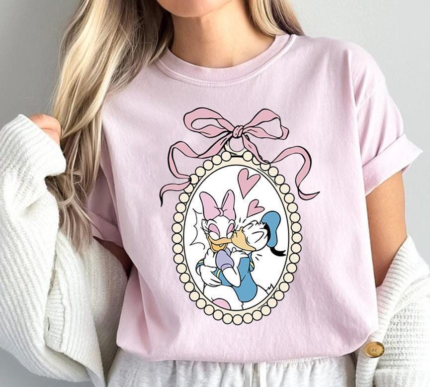 Disneyland Donald Daisy Lover Shirt, Donald Daisy Locket Shirt, Cute Locket Bow Shirts, Retro Disneyworld Shirt, Donald Daisy Coquette Shirt
