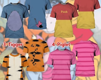 Pooh Iejoor Knorretje Teigetje 3D volledige overprint hoodie, Winnie de Pooh-cosplay, Disneyland Halloween, Pooh and Friends Halloween-kostuumshirt