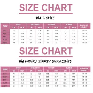 Puede incluir: Tabla de tallas para camisetas y sudaderas con capucha para ni&ntilde;os. La tabla muestra las tallas en pulgadas y cent&iacute;metros, junto con el rango de altura correspondiente para cada talla.