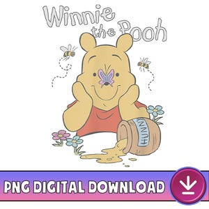 Winnie The Pooh PNG, Bär Und Schmetterling Png, Bär Honig Png, Disneyland Pooh Bär, Disneyland Reise, Frühling und Sommer Digitaler Download