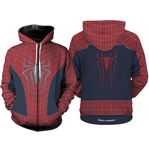 Spider Man 3D Full Over Print Hoodie, Spiderman Suit Cosplay Sweatshirt, Halloween Costume, Superhero Cosplay, Spiderman Sweatshirt Hoodie