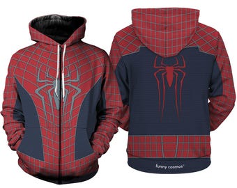 Sudadera con capucha y estampado 3D de Spider-Man, sudadera de cosplay con traje de Spider-Man, disfraz de Halloween, cosplay de superhéroe, sudadera con capucha de Spider-Man