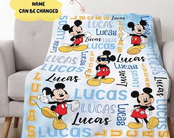 Gepersonaliseerde aquarel Disneyland Mickey Mouse deken, deken Mickey Mouse verjaardagscadeaus Disneyland Mickey Minnie kerstcadeau deken