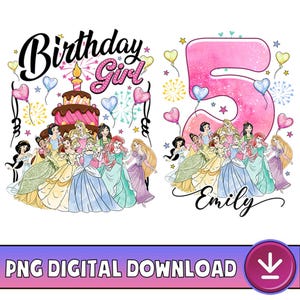 Personalized Birthday Princess PNG, Disneyland Princess Birthday Girl, Family Birthday Trip, Custom Princess Magic Kingdom, Digital Download