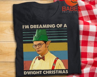 I'm Dreaming Of A Dwight Christmas Vintage T Shirt The Office Inspired Movie T-Shirt