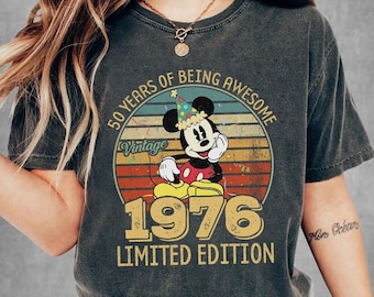 Personalized Vintage 1976 Limited Edition Comfort Colors Shirt, Mickey Birthday Trip, 50 Years Of Being Awesome Shirt, 50th Birthday Shirt