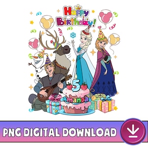 Personalized Frozen Birthday PNG, Disneyland Princess Birthday Png, Birthday Family Matching, Disneyworld Birthday Party, Digital Download