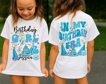 Personalized Frozen Birthday Girl Comfort Colors Shirt, In My Birthday Era, Elsa Princess Birthday Shirt, Birthday Family, Birthday Party