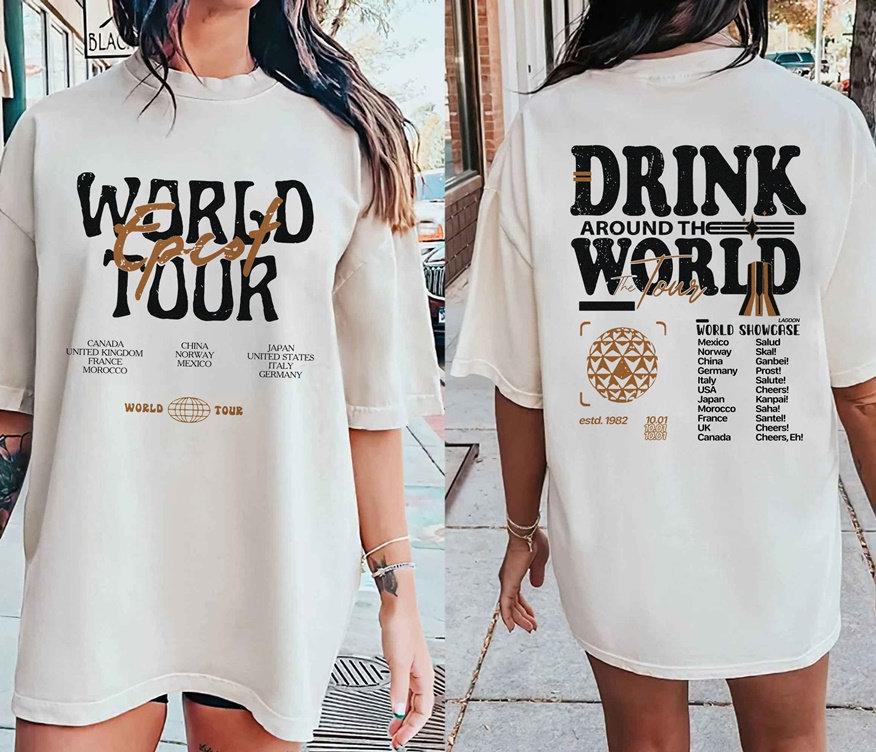 Disneyland Epcot World Tour Shirt, Drink Around The World Shirt, Disneyland Group Trip Shirt, Retro Disneyland Epcot Shirt, Epcot Shirts