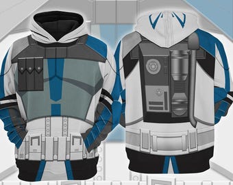 Sudadera con capucha y estampado 3D de soldado clon, sudadera con disfraz 3D de Star Wars, disfraz retro de Halloween, sudadera con capucha de cosplay de guerrero de Star Wars