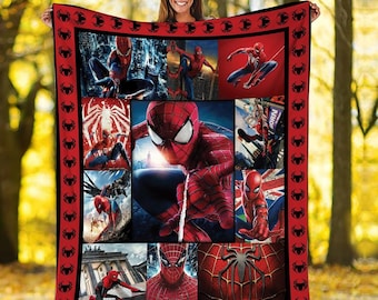 Manta polar de Spiderman, manta de superhéroe, manta temática de cumpleaños de Spiderman, manta de Spiderman para cama, sofá o sillón, regalo de cumpleaños