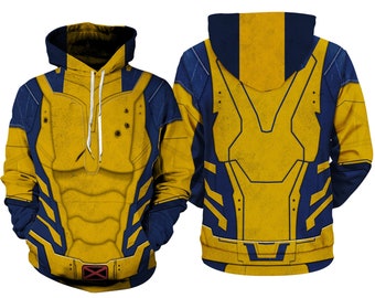 Camiseta con estampado completo de Deadpool y Lobezno, camiseta de cosplay de Lobezno, sudadera con capucha de superhéroe de X-Men, camiseta de superhéroe de cosplay de Halloween