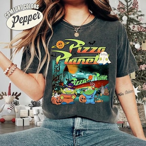 Vintage Aliens Toy Story Pizza Planet Halloween Comfort Colors Shirt, Retro Toy Story Halloween Shirt, Disneyland Halloween, Trick Or Treat