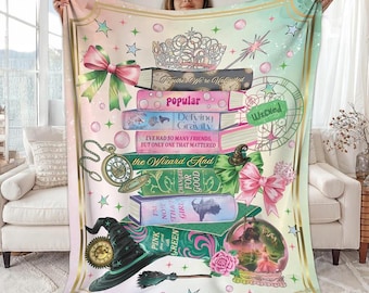 Wicked Changed For Good Blanket, Elphaba And Glinda Blanket, Wicked Shiz University Blanket, Changed For Good, Wicked Merch Xmas Blanket