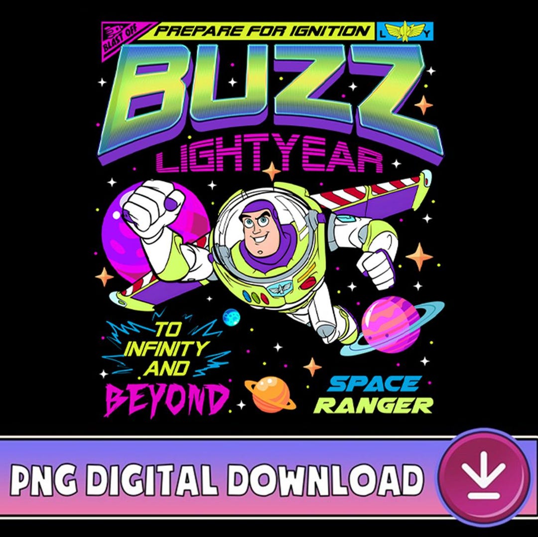 Vintage Buzz Lightyear Space Ranger to Infinity and Beyond PNG