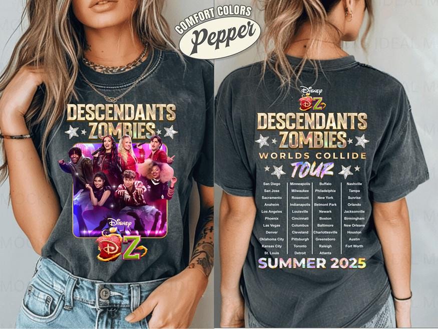 Comfort Colors Descendants Zombies World Collide Tour Shirt, The Rise Of Red Characters, Descendants Team Shirt, Summer Music Festival 2025