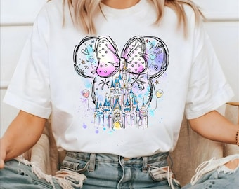 Disneyland Princess Castle Shirt, Disneyland Girl Vacation Shirt, Disneyland Watercolor Tees, Disneyland Girls Trip 2025 Shirt, Castle Tees