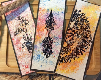 Bookmarks Handmade Dry pastels Watercolor paper for bullet diary book