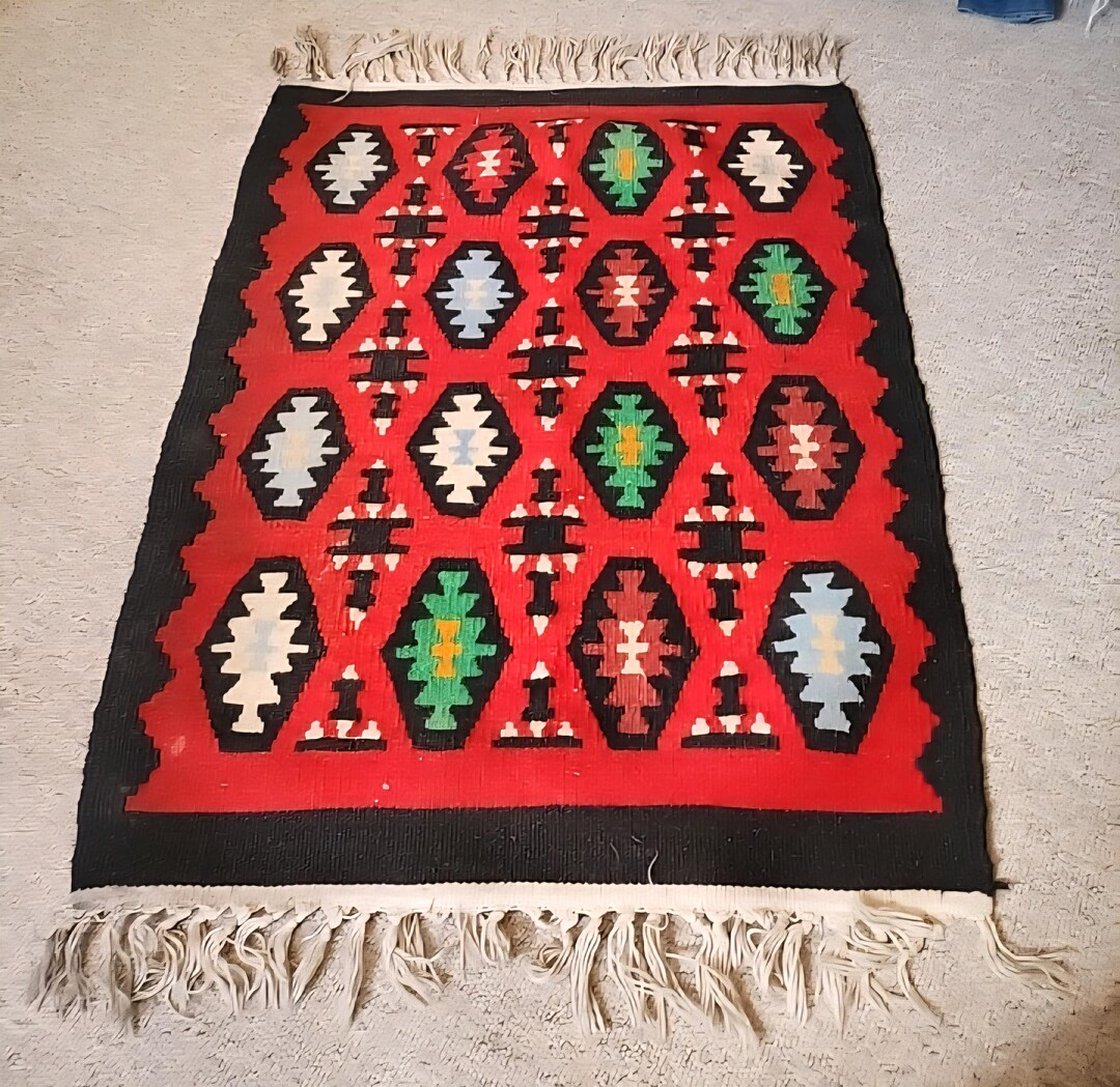 Serbian Rug Vintage Kilim, Serbian Pirot Kelim Turkish Rug Small 95cm X 70cm - Etsy