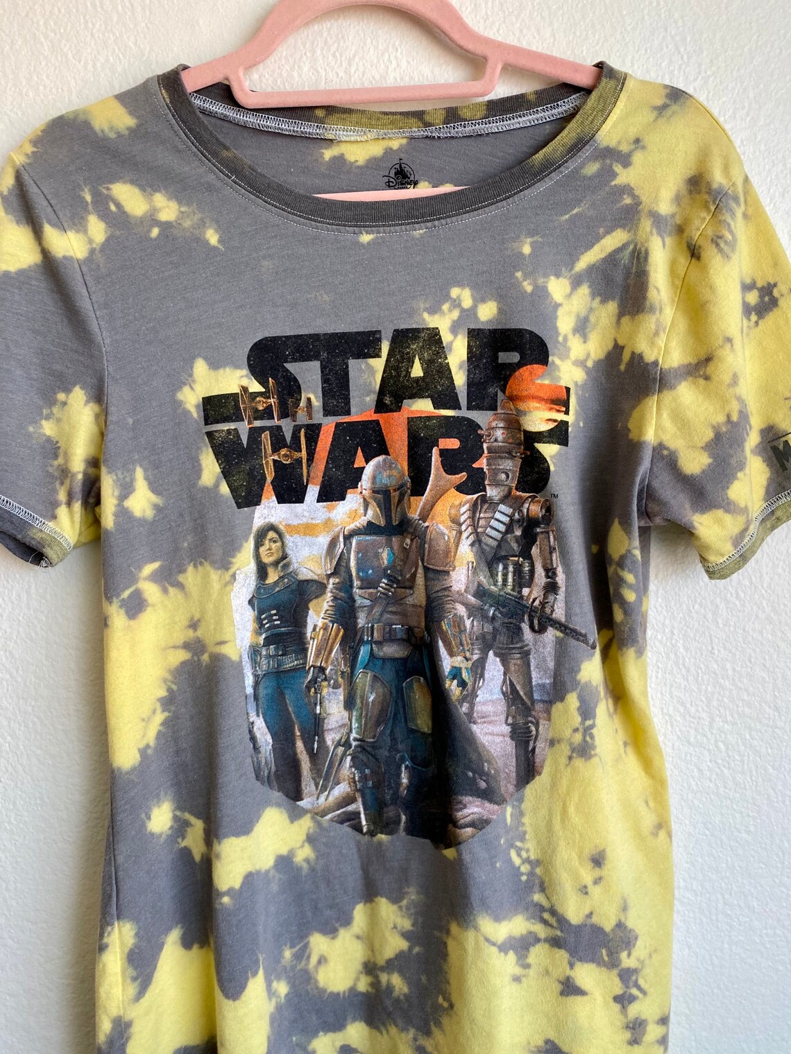 Star Wars Hand-Bleached Tie Dye Graphic Tee Mandalorian | Etsy