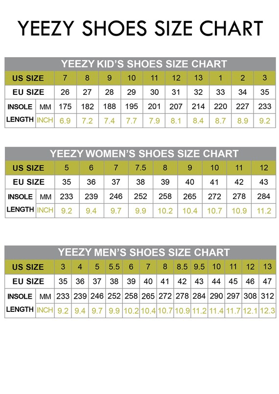 yeezy 35 shoe size chart