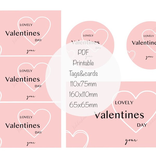 Valentines day, Printable Tags, Cards, Labels, PDF, digital, paper decor, DIY, Round, rectangle, cupcake decor, gift card, LOVE, Lovely