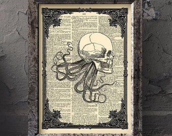 Cthulhu Skull Art Print: Eldritch Horror, Necronomicon Decor
