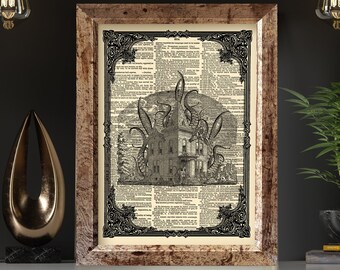 Haunted Mansion Art Print: Eldritch Horror, Macabre Gothic Decor