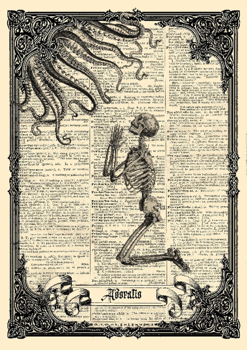 Cthulu Horror Art Print HP Lovecraft Poster Occult Art image 3