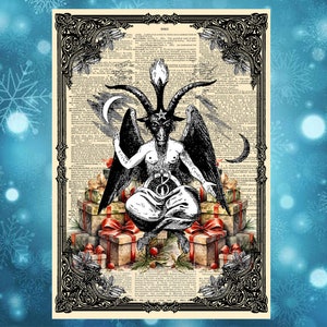Alternative Gothic Weihnachtskarte. Gruselige Bophmet Karte. Fröhliche Creepmas