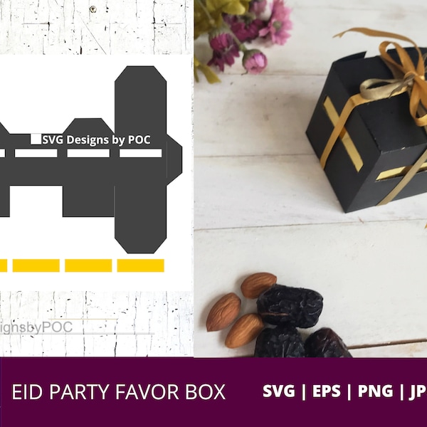 Eid Party Favor Box SVG | Cadeaux de l'Aïd SVG | Boîte-cadeau de l'Aïd SVG | Coffrets cadeaux Aïd | Décoration de fête de l'Aïd | Décoration de fête islamique | Svg Cricut