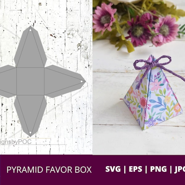 Pyramid Favor Box Template SVG | triangle Gift Box | Triangular favor box | Favor box SVG | Wedding Favor Box | Baby Shower favor box