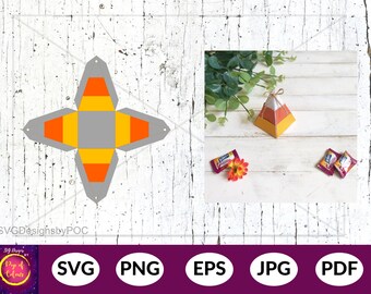 Candy Corn Pyramid Gift box template SVG| Candy Corn SVG | Fall Decor | Triangular favor box | favor box SVG | Fall Wedding favor box | Png