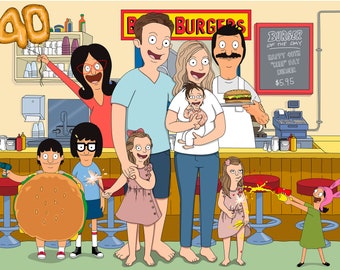 Bobs Burgers Custom Personalized Digital Portrait | Fathers Day Gift