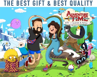 Adventure Time Cartoon Portrait | Digital Family Portrait Illustration | Adventure style portrait | Father Day Gift