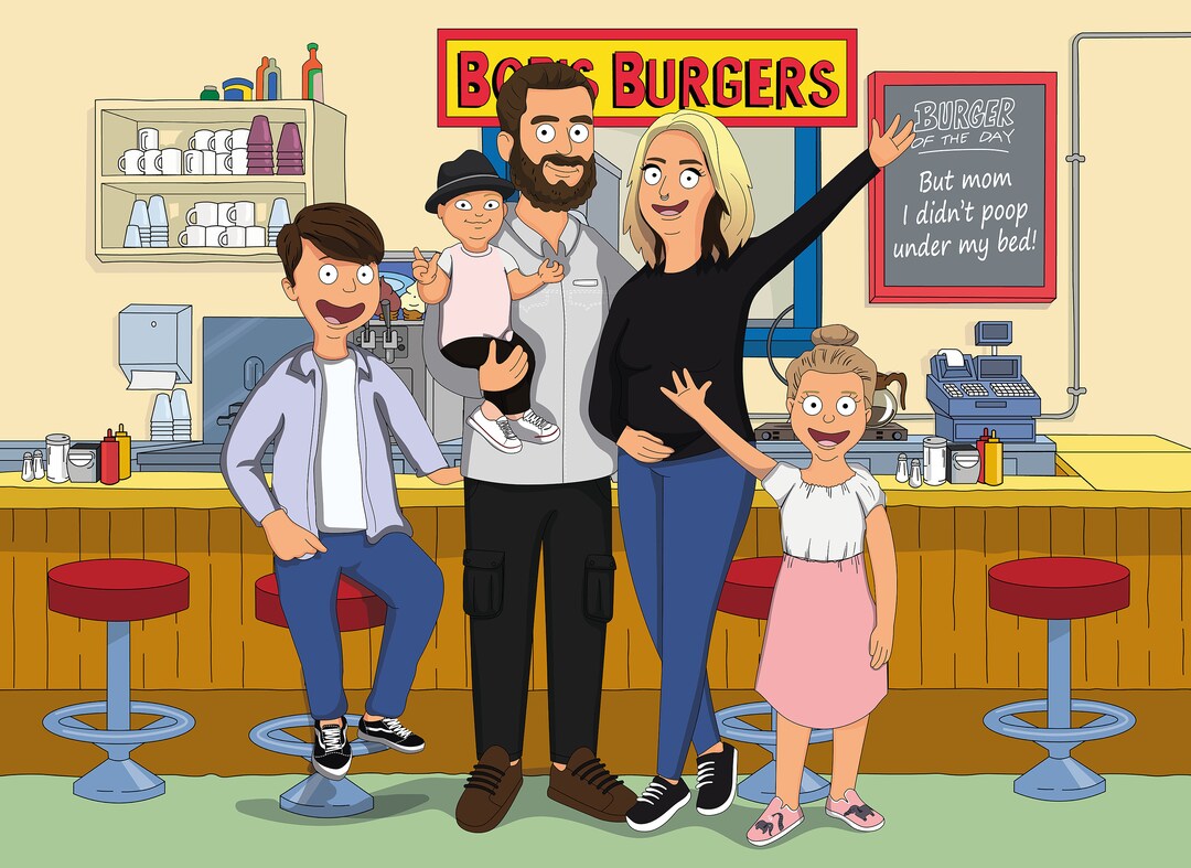 Bob's Burger's Custom Personalized Digital Portrait Bobs Burgers ...