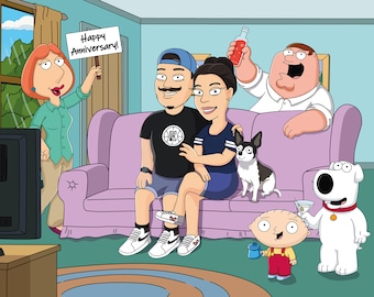 Family Guy Custom Personalized Digital Portrait | Family Guy Portrait | Father Day Gift
