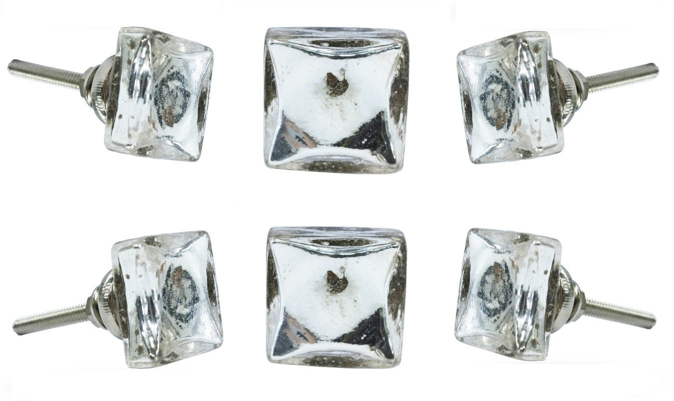 Set of 6 Knobs Mirror Knob Square Premium Drawer Etsy
